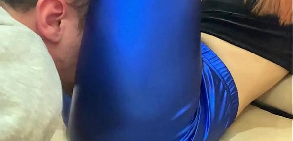  Amateur Real Femdom LifeStyle Pussy Worship In Blue Leggings